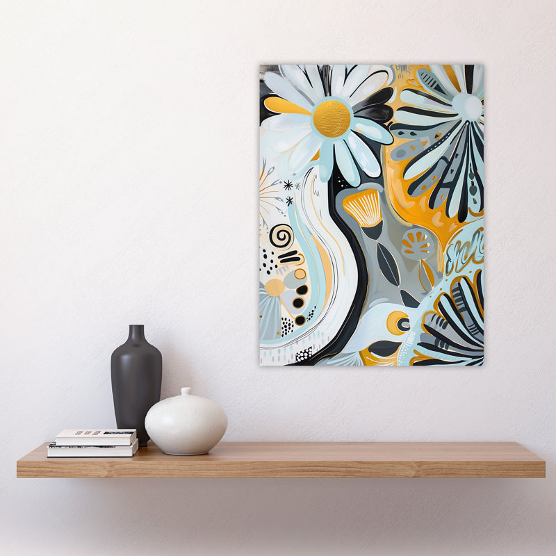 Abstract Daisy Wild Flowers Painting Pastels Wall Art Print