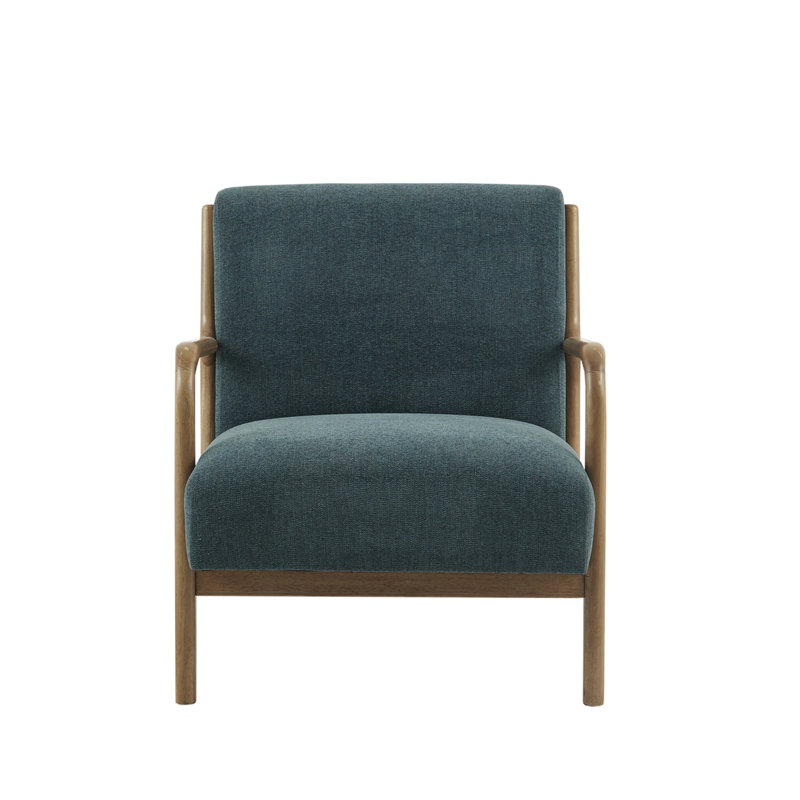 Chaise moderne en bois massif avec revêtement bleu sarcelle et structure en tissu, Teal