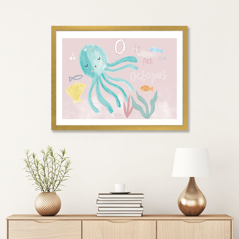 «Everyday Under the Sea II» par Lisa Barlow - impression d'art graphique, H 24 po x l 32 po x P 1 po, Papier encadré doré