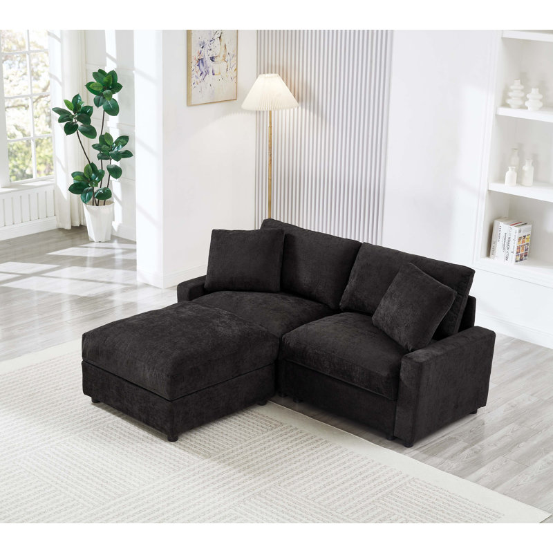 Canapé modulaire en L 72,05 po, 3 canapés modulaires en L en polyester pour le salon, 2 canapés en nuage avec repose-pieds, moderne, petit espace, facile à assembler