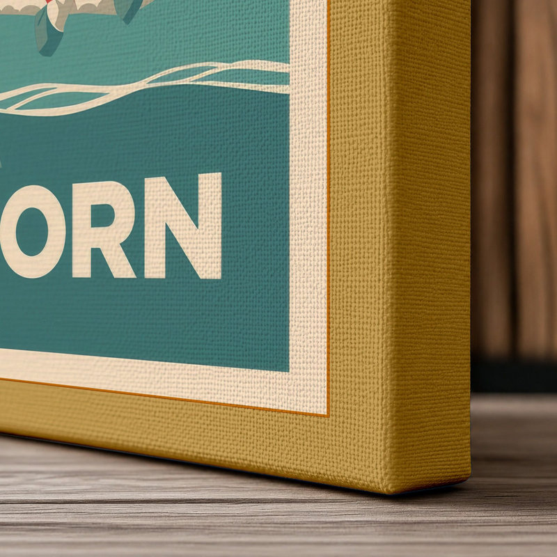 Unicorn Rising Art Deco 1 Piece Wrapped Canvas Wall Art, 18x12 - 45.7 x 30.5 cm, Ochre Border