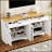 Farmhouse TV Stand with 2 Drawers for TVs Up to 70, Versatile Wood Grain Sideboard with Adjustable Shelves, Mid-Century Buffet Cabinet-1310914267