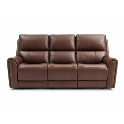 3‑Piece Genuine Leather Power Sofa with Drop-Down Table and Pop-Out Cup Holders