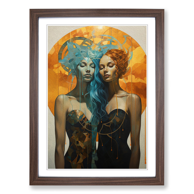 Single Picture Frame Print on Wood, 34cm H x 25cm W, Walnut Framed