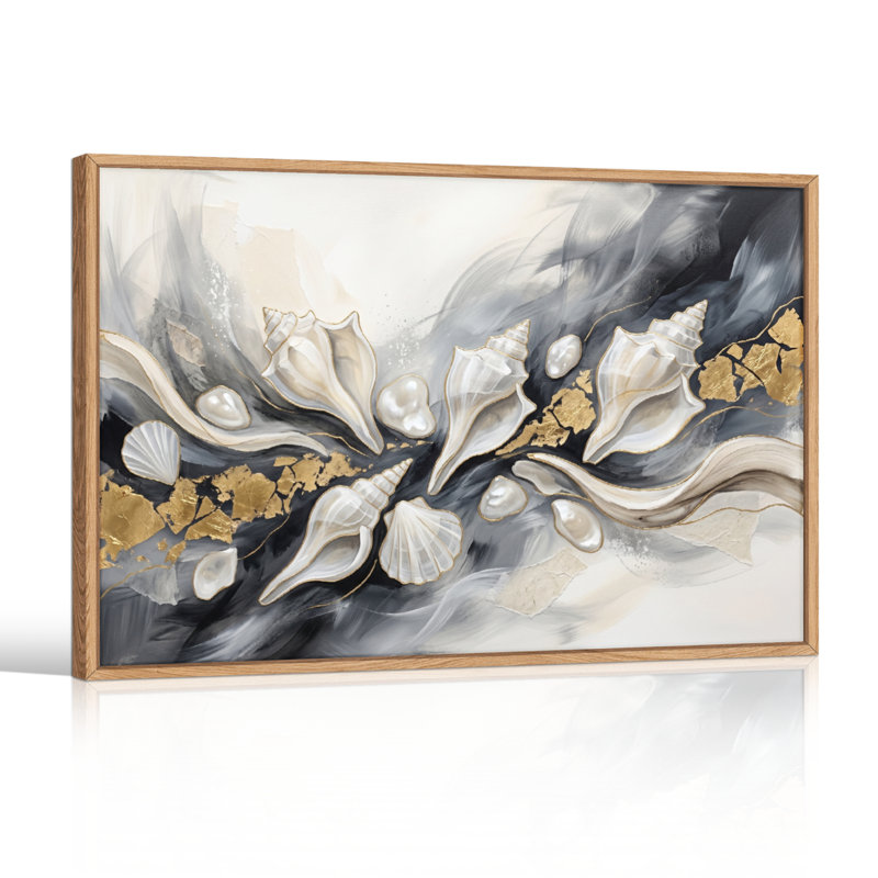 Ensemble de 1 tableau sur toile couleur or coquillage, 36"H x 48"W, Naturel