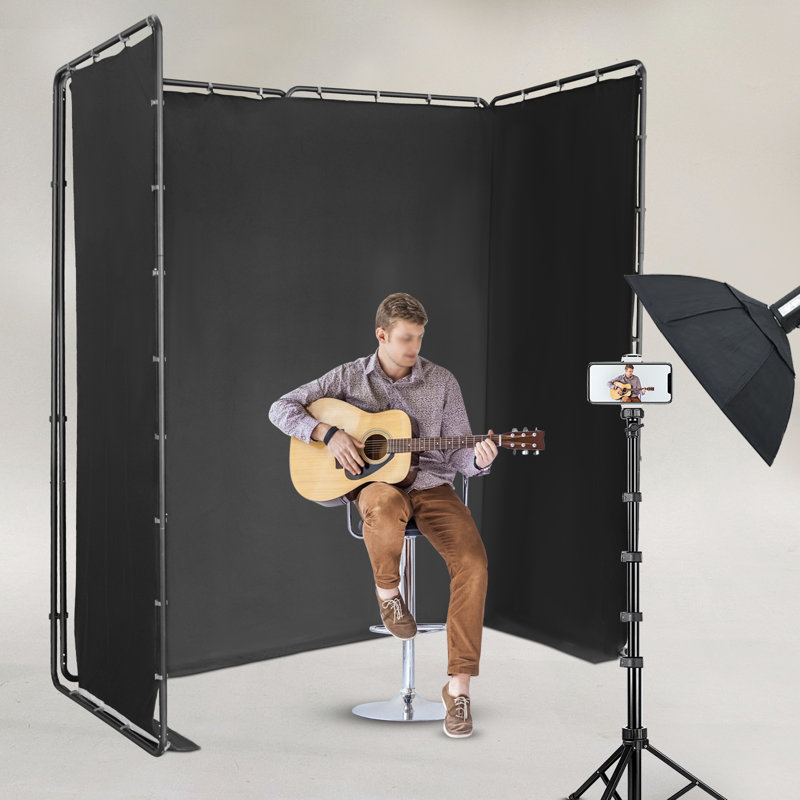 Support de photographie avec toile de fond noire (H 94,49 po x l 157,48 po)