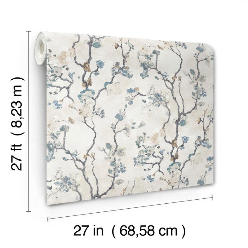 Floral Wallpaper Roll, Blue