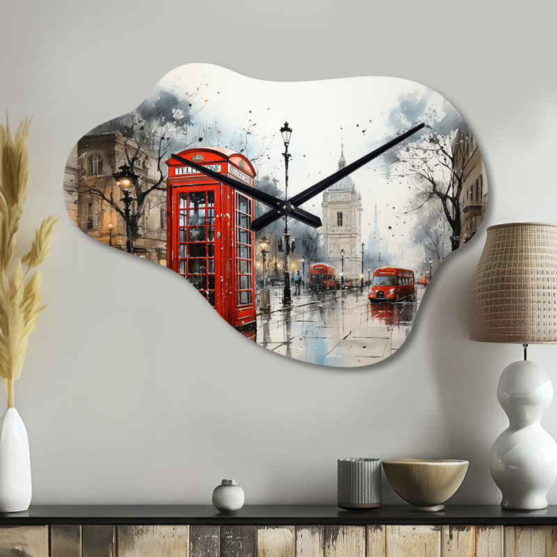 Horloge murale en métal rouge Delanta, Petit