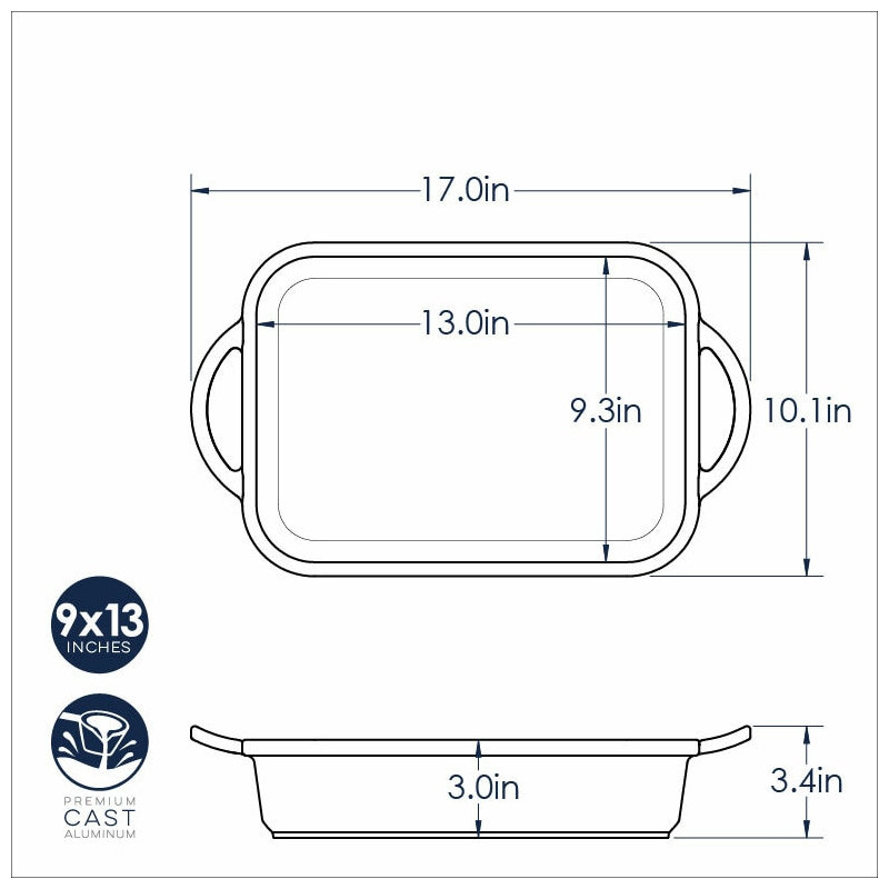 Nordic Ware ProCast Rectangular Non-Stick Baker, Red