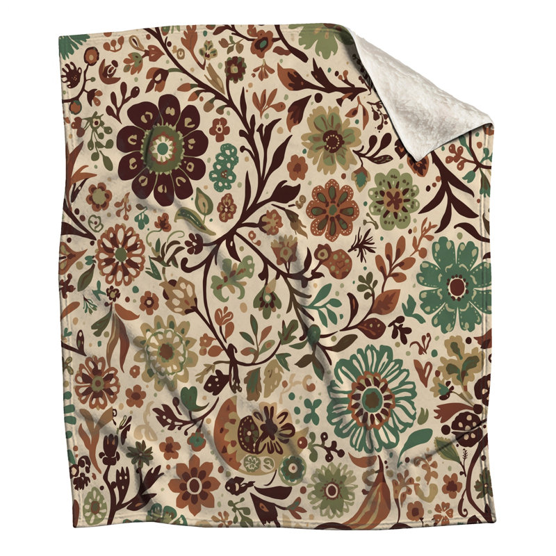 Couvertures à motif floral rétro, L 50 po x H 60 po