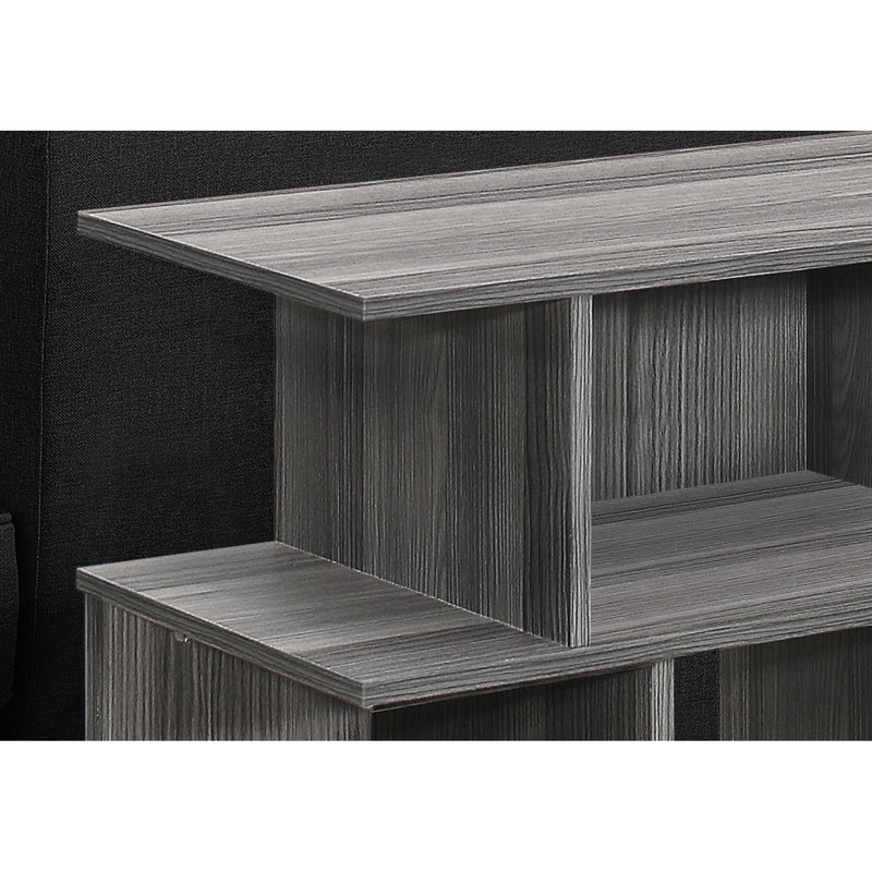 Table d'appoint moderne avec 6 tablettes en stratifié gris pour la décoration et la présentation