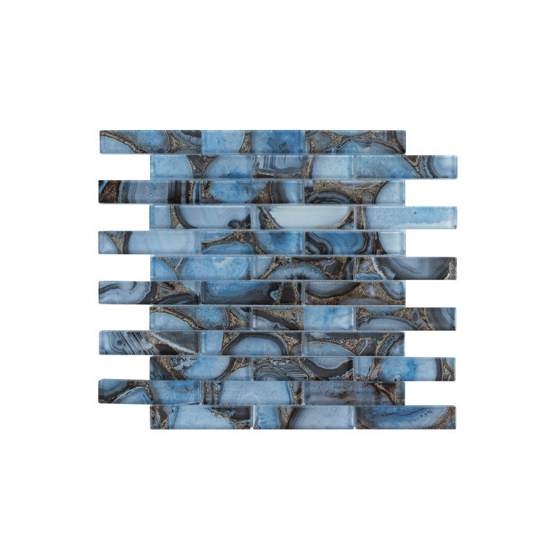 Impressions 1" x 4" Straight Edge Glass Mosaic Tile, Sodalite Blue