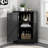 Black Bathroom Cabinet Triangle Corner Storage Cabinet With Adjustable Shelf Modern Style MDF Board