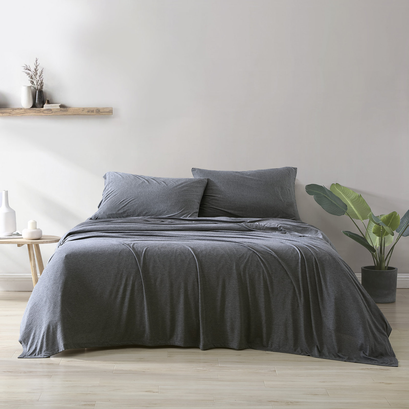 Fransen Sheet Set, Full/Double Sheet Set with 2 Pillowcases, Heather Charcoal