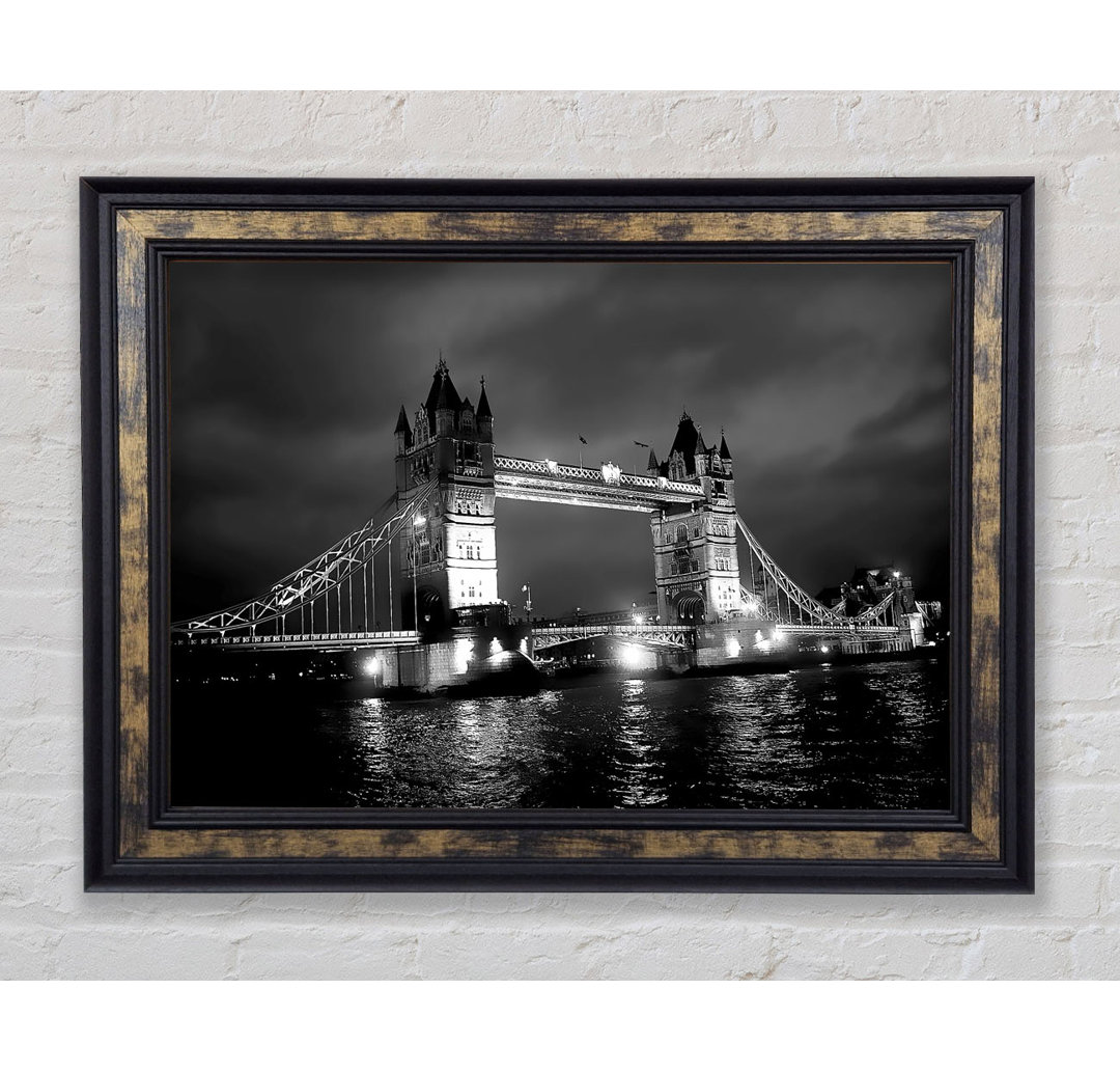 London Bridge At Night B N W - Einzelne Bilderrahmen Kunstdrucke