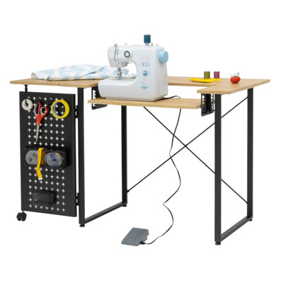 47.75'' x 23.5'' Foldable Sewing Table with Sewing Machine Platform and Wheels