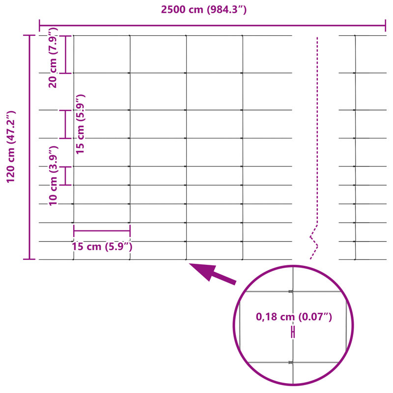 Vidaxl Field Fence Galvanised Steel, 120cm H x 2500cm W