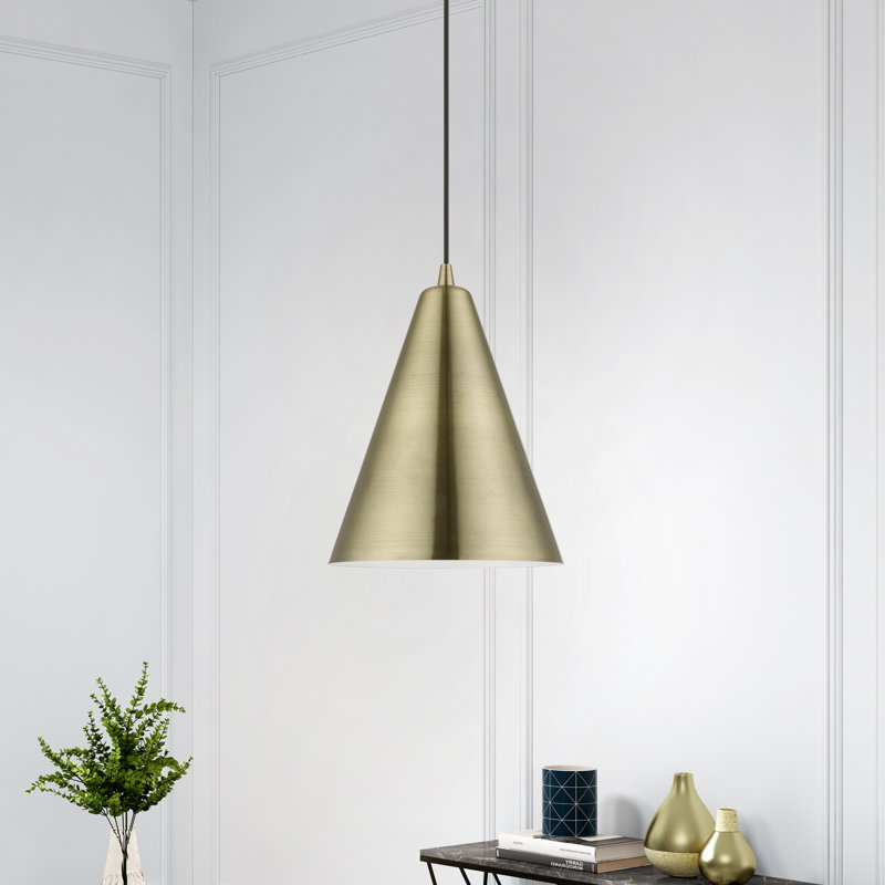 Luminaire suspendu conique à 1 lumière Drewie, Doré