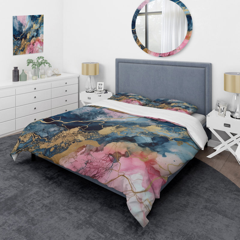 Ensemble de housse de couette Explorant les profondeurs de la géode rose IV Bedding