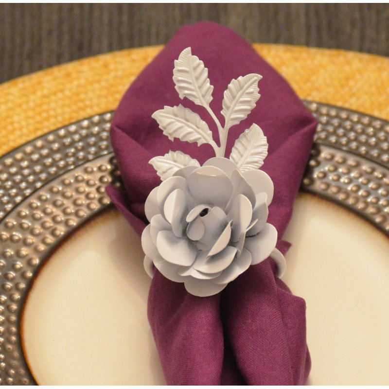 Iron Flat Napkin Holder, White