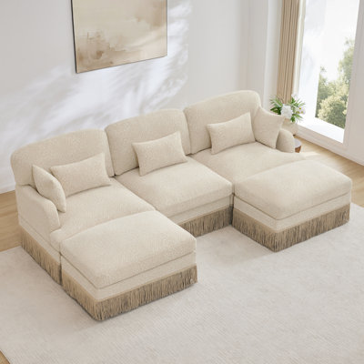Comfy Chenille Leopard Printing U-Shaped Sofa