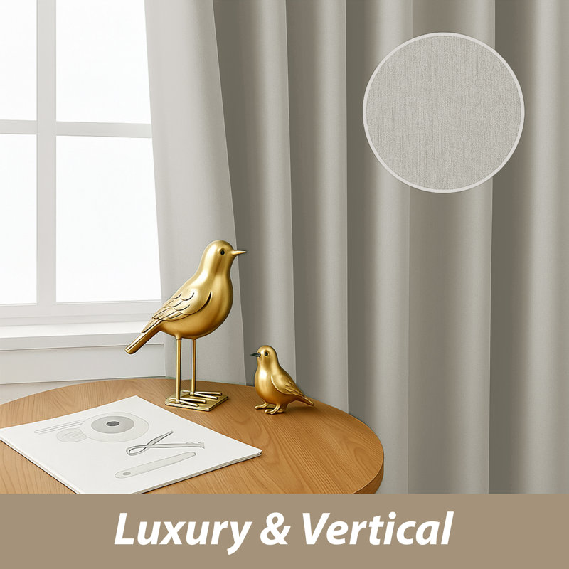 Linen Blend Blackout Eyelet Curtains - Thermal Insulated Room Darkening Window Panels for Bedroom & Living Room (Set of 2) 
