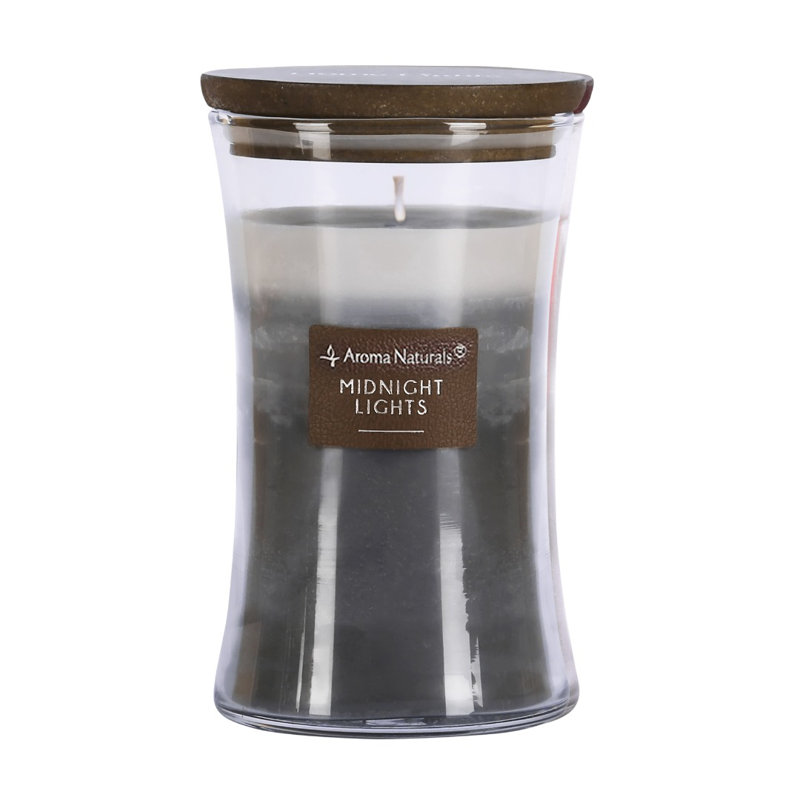 Aroma Naturals 3-Layer Scented Soy Wax Candle Jar Hourglass Long Burning up70hrs, Brown/Grey/White/Silver, 21.52