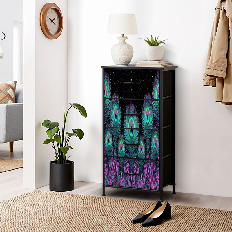 Commode pour commode de chambre à coucher pour placard à plumes au néon rayonnant magenta bleu vert étoilé Accents et commodes à tiroirs