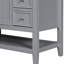 Meuble-lavabo de 36 po avec un grand lavabo rond en céramique, une armoire, trois cloisons amovibles à tiroirs, bois d'hévéa massif et planche, meuble-lavabo peint en gris, autoportant, simple monté au centre, assemblage