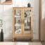 Armoire vitrée 2 portes avec portes en verre trempé, armoires vitrées avec panneau arrière en miroir et tablettes réglables, vitrine éclairée pour la maison, ampoule de bureau incluse-129674310