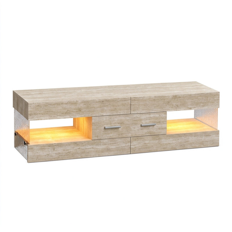 Meuble télé Kruszewski, H 15,75 po x L 13,78 po x l 60 po, Beige, 1