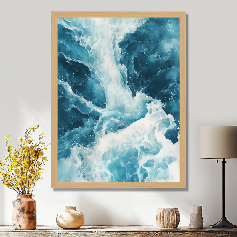 Rivière de lumière glaciaire I - Tableau encadré représentant un paysage en mouvement, H 32 po x l 24 po, Cadre naturel