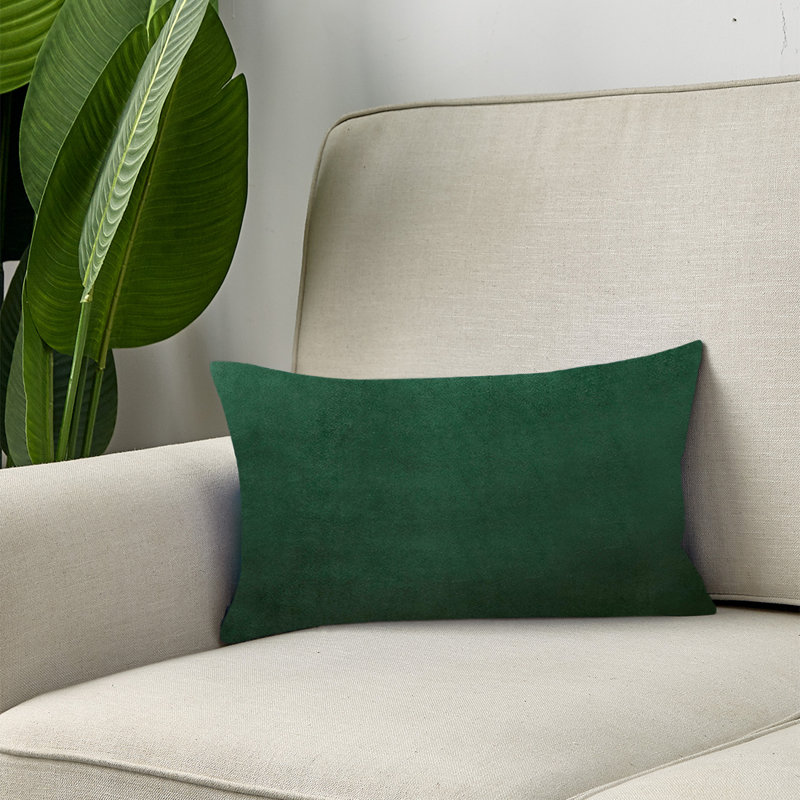 Set of 2 Rectangular Solid Colors Throw Pillow  12"x20" Lumbar Support Pillow With Matching Inserts, Green