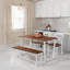 Ensemble de salle à manger en MDF et en acier pour 4 personnes, ensemble de table et de chaises de cuisine compactes de style industriel aux tons bruns