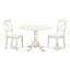L'ensemble de 3 tables de salle à manger modernes comprend une table ronde en bois avec Dropleaf et 2 chaises de cuisine en similicuir, 42 x 42 pouces, lin blanc-142370456-143109277