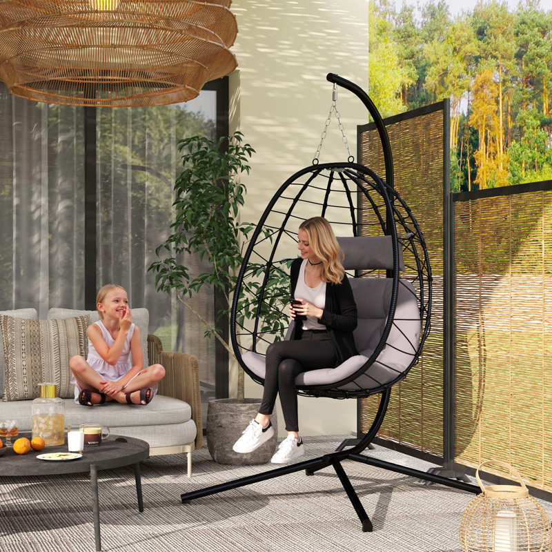 Egg Chair with Stand, Grey