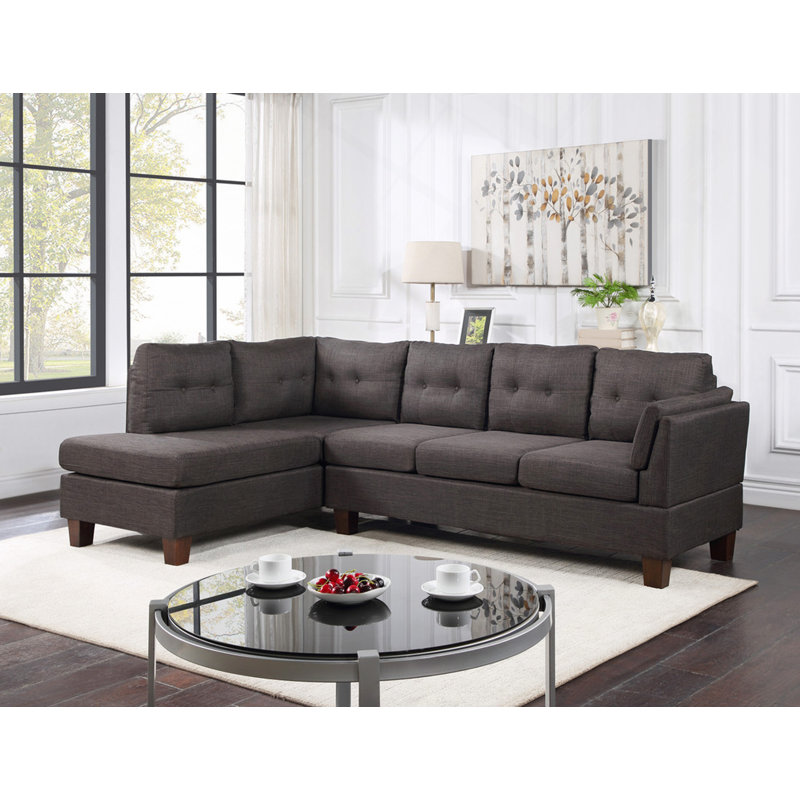Canapé modulaire, canapé modulaire moderne en lin gris de 97 po, Gris foncé