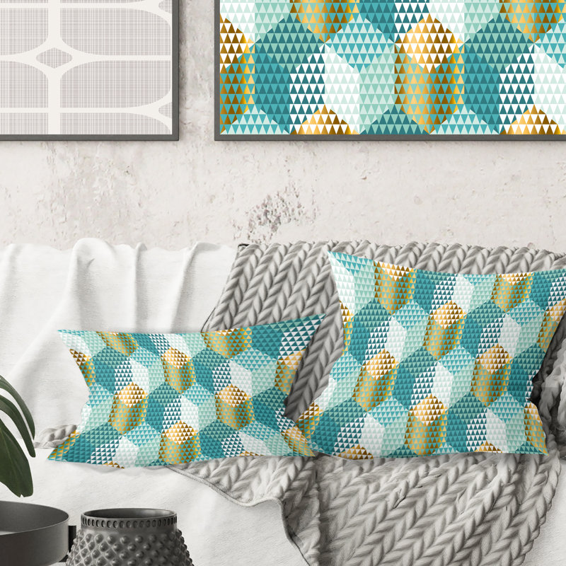 Coussin décoratif rétro à motif hexagonal IV - Mid-Century, 16 po x 1 po