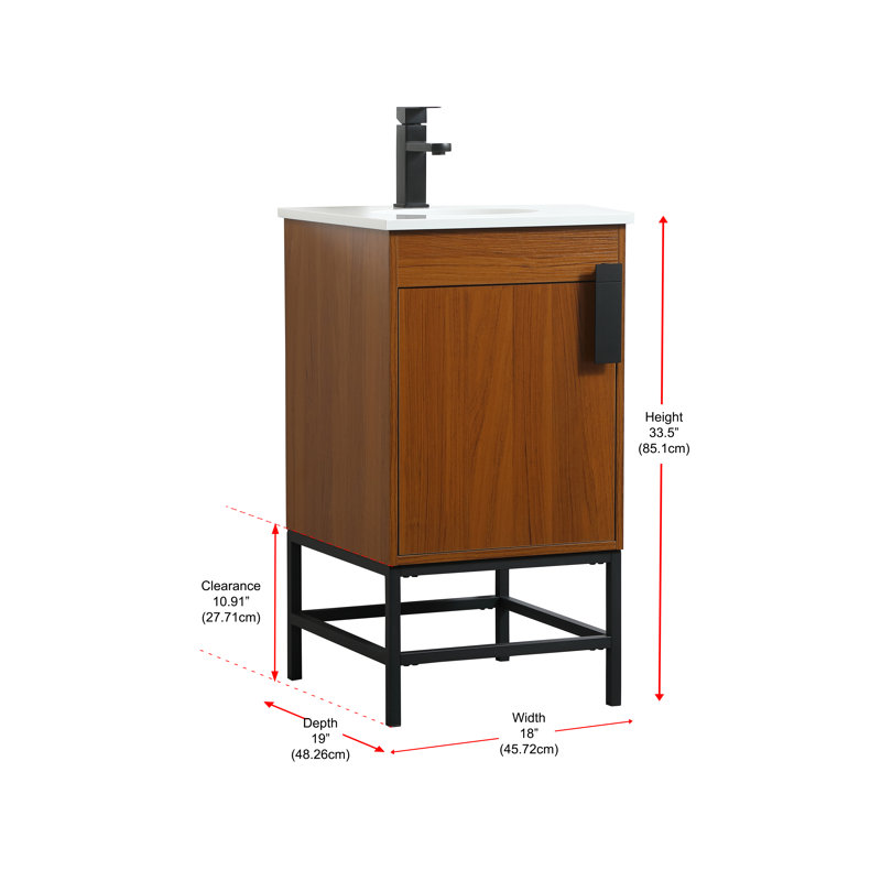 Eugene 18'' Single Bathroom Vanity with Top, Teak