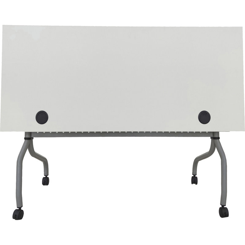 Silver and White Laminate Flip Top Training Table with Casters