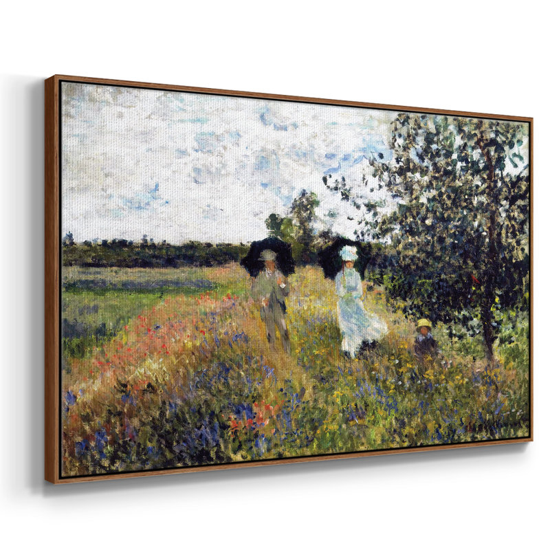 The Promenade Near Argenteuil, 1875, reproduction d'art sur toile, H 25 po x l 37 po x P 2 po, Noyer