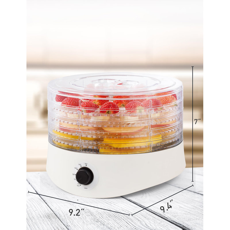 White Adjustable Thermostat Food Dehydrator with 5 Trays
