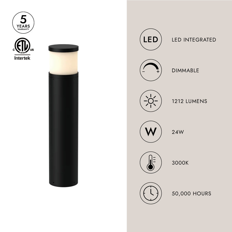 Chadworth LED Bollard Light, 30" H x 6.38" W x 6.38" D