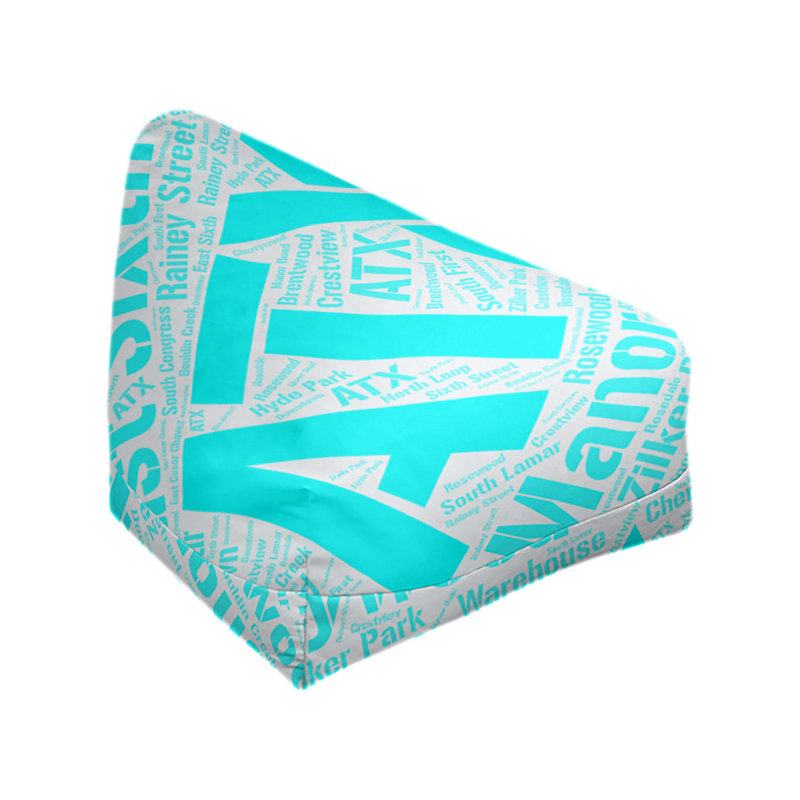 Classic Bean Bag, 30" H x 27" W x 25" D, Cyan Polyester Blend, Austin