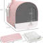 Litière pour chat en plastique rose avec tapis d'entrée et filtre - Espace privé pour chatons, chats, plateau amovible, entretien facile, pour arrêter les odeurs, côté attaché, décor en forme de hutte, couvercle requis pour l'assemblage