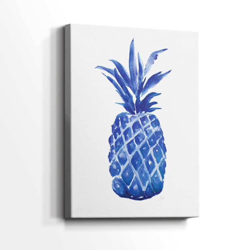 Ananas indigo - Cavas enveloppés de galerie, H 27 po x l 18 po