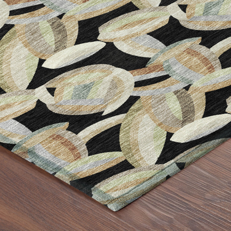 Machine Washable Indoor/Outdoor Chantille ACN2454 Casual Rug, 3' x 5', Black
