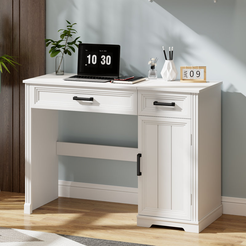 Vanity Desk With Mirror, Storage Drawers, And Adjustable Shelves – Makeup Table For Bedroom, White
