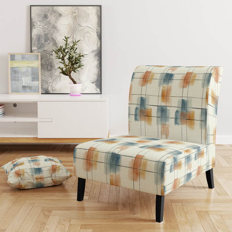 Fauteuil de chambre écossais rembourré Plaid, Pantoufle sans accoudoirs