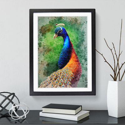 Peacock In Watercolour No.4 - Single Picture Frame Print